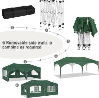 Carpa de 3x6m con 6 Paredes Tent de Fiesta Impermeable, Protección UV 50+, Altura Ajustable - details 2