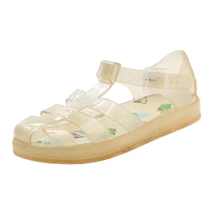 Nuevos zapatos de gelatina romana para niños, zapatos con agujero en la cabeza, zapatos de playa para niñas para vadear - 1