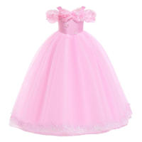 Elegante Vestido Largo sin Hombros de Cosplay Aurora Estilo de Princesa en Rosa para Niñas - details 1