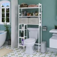 Estante de almacenamiento sobre el inodoro, organizador de baño grande de bambú de 6 niveles con 2 cajones para baño, lavadero (negro) - details 3
