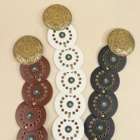 Cinturón de disco bohemio ancho exagerado con remaches, pretina de cuero occidental ajustable Y2k turquesa para mujer, cinturón Vintage para chica picante - details 24
