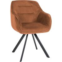 Silla De Comedor Russel Moderna Tapizada En Terciopelo o Tela I Sillón Giratorio Acolchado con Reposabrazos, Color:café, Material:Terciopelo - details 0