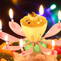 Vela de flor de loto mágica para fiesta de boda, decoración giratoria Musical creativa para pastel de cumpleaños, regalo de bricolaje para niños - details 11