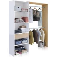Armario Vestidor con 2 Cajones, Vestidor con Barras y Baldas, Acabado en Blanco Artik y Gris Cemento, Medidas: 179 cm (Ancho) x 202 cm (Alto) x 50 cm (Fondo) - details 5