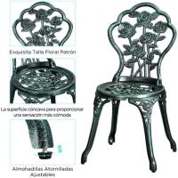 Conjunto de Mesa y Sillas Exterior Vintage Juegos de Muebles de Jardín de Aluminio Una Mesa con Dos Sillas para Balcón Bronce - details 20