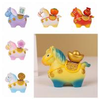 Adornos de caballo del zodiaco Kawaii, estatua de caballo de dibujos animados de resina giratoria hecha a mano, mascota del caballo, año del caballo - details 3