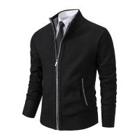 Autumn And Winter New Jersey Men's Casual Sports Coat Solid Color Stand Collar Wweater Grab Fleece Warm Zipper Cardigan - details 11