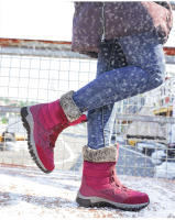 Algodón para el invierno del norte, botas de nieve cálidas y de suela gruesa con forro polar añadido, zapatos altos de cuero para mujer en tallas 35-42 - details 16