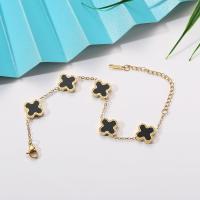Juego de 3 pulseras de trébol dorado/blanco/negro chapadas en oro para mujer - details 3