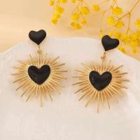 Pendientes colgantes de esmalte de Metal para mujer, corazón de amor geométrico, novedad de 2024, joyería de fiesta moderna - details 3