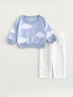 Conjunto de dos piezas de suéter con parche de nube para niños y niñas recién nacidos versión coreana de pantalones casuales de manga larga de otoño para bebés - details 6