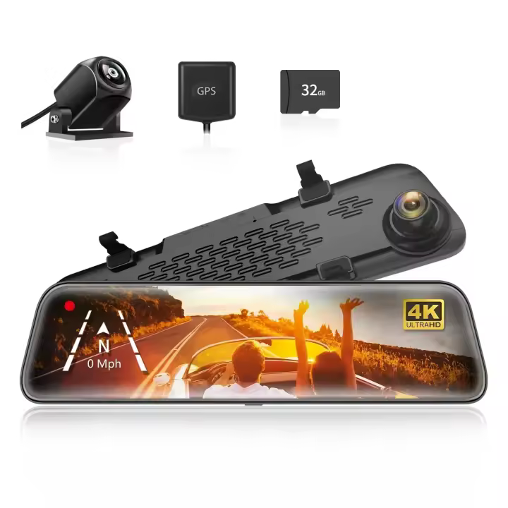 Cámara de Coche IPS de 12 pulgadas Visión Nocturna Grabador GPS Dual HD Monitor de Aparcamiento DVR - 1