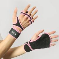 Guantes de entrenamiento con muñequeras antideslizantes de silicona protección de la palma levantamiento de pesas guantes de gimnasio Color rosa para mujer - details 0