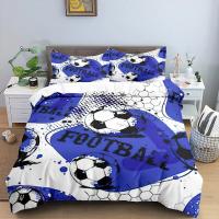 Juego de Cubierta de Edredón de Fútbol Tamaño King Simple en Negro y Blanco Cubierta de Cojín Deportiva 3D para Niños y Niñas Juego de Ropa de Cama de Poliéster - details 13