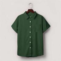 Blusa lisa de manga corta para mujer, camisa informal de un solo pecho, de moda - details 39