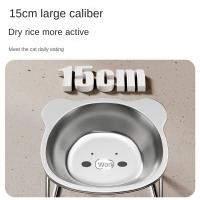 Cuenco de acero inoxidable inclinado de 15 grados para gatos, cuenco de agua elevado antivuelco desmontable, protección del cuello antivuelco - details 3