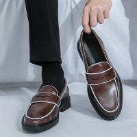 Mocasines de colores británicos para hombre, zapatos informales de tacón bajo con punta redonda de PU, simples y clásicos, de negocios - details 8