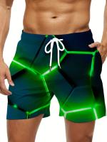 Pantalones cortos de playa sueltos para hombres, ropa deportiva, pantalones cortos de patrón 3D de secado rápido con cordón, pantalones cortos ligeros para trajes de baño de verano, bañador de natación para vacaciones en la playa - details 15