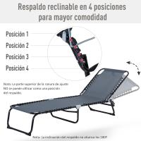 Silla Reclinable de Jardín con Sistema de Cordones para Exterior Marco Acero 197x58x30 cm Crema - details 12