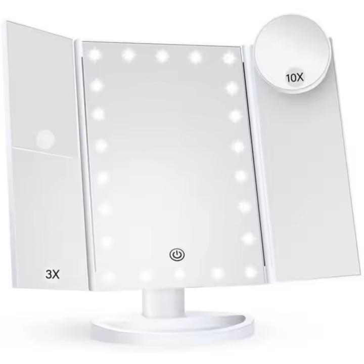 Scttomon Espejo de Maquillaje con Luces 2X 3X 10X Ampliación, Control Táctil, Doble Potencia Beauty - 1