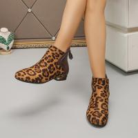 Botas cortas con estampado de leopardo para mujer, botines planos de tacón bajo, talla grande, para otoño, 2024 - details 3