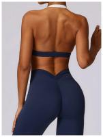 Sujetador Deportivo sin Costuras para Mujeres Encantador y Sexy Halter Bragas de Espalda Liberadas Lencería Sólida Top Femenino Belleza Espalda Inalámbrico Talla Única - details 9
