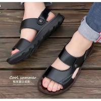 Sandalias de cuero suave de verano para hombre, sandalias antideslizantes informales con punta abierta para exteriores, sandalias deportivas cómodas para playa - details 14
