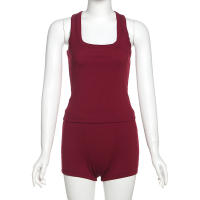 BUNO-chándales informales para Mujer, conjunto de 2 piezas, chalecos cortos elásticos con cuello en U y pantalones cortos acanalados, ropa deportiva concisa para gimnasio - details 44
