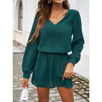 Vestido de manga larga para mujer, elegante color sólido, de moda, suelto, informal, barato - details 9