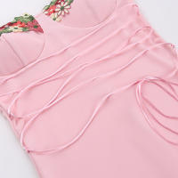 Vestido largo Floral sin mangas con espalda descubierta para mujer, traje Sexy de vendaje con cordones, ajustado para fiesta - details 10
