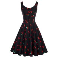 Vestido de Olla de Moda Retro de Verano 2025 Estampado de Cereza, Estilo Francés Vintage para Mujeres Ideal para Fiestas de los 50s y 60s - details 12