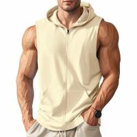 Novedad de verano americano, chaleco con capucha, cárdigan deportivo para entrenamiento físico con cremallera, chaleco sin mangas - details 0