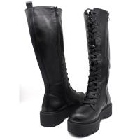 Calzados soraia, Botas altas militares de piel sintética con cordones y cremallera, impermeables al agua, moda otoño e invierno, botas militares cómodas, botas altas planas con plataforma, Botas con suela gruesa - details 5
