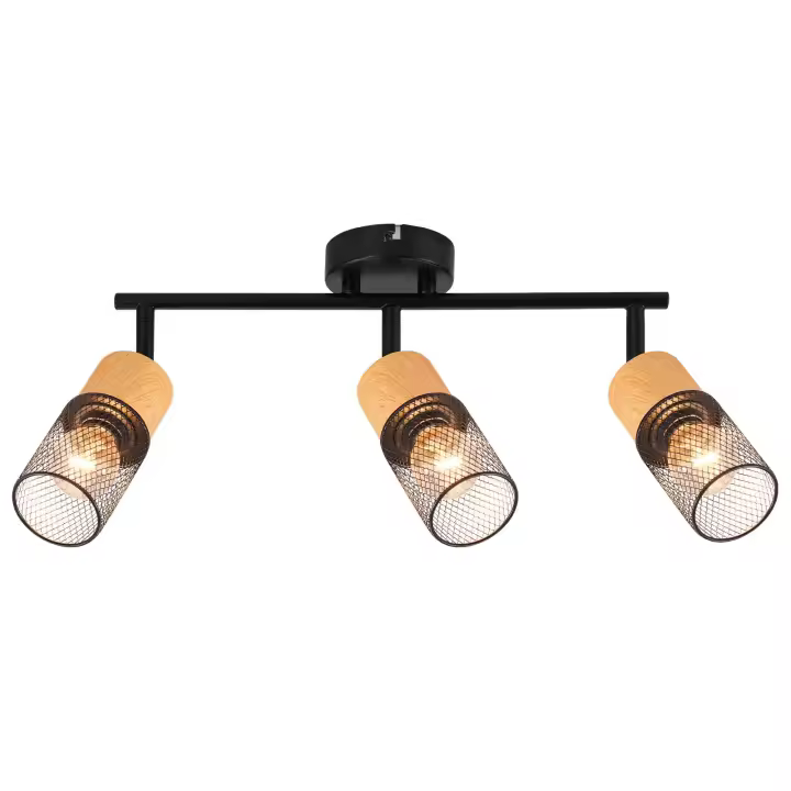 CBJKTX Foco de techo de madera E14 plafón 350 °   Foco de pared regulable lámpara de cocina vintage regulable sin bombilla - 1