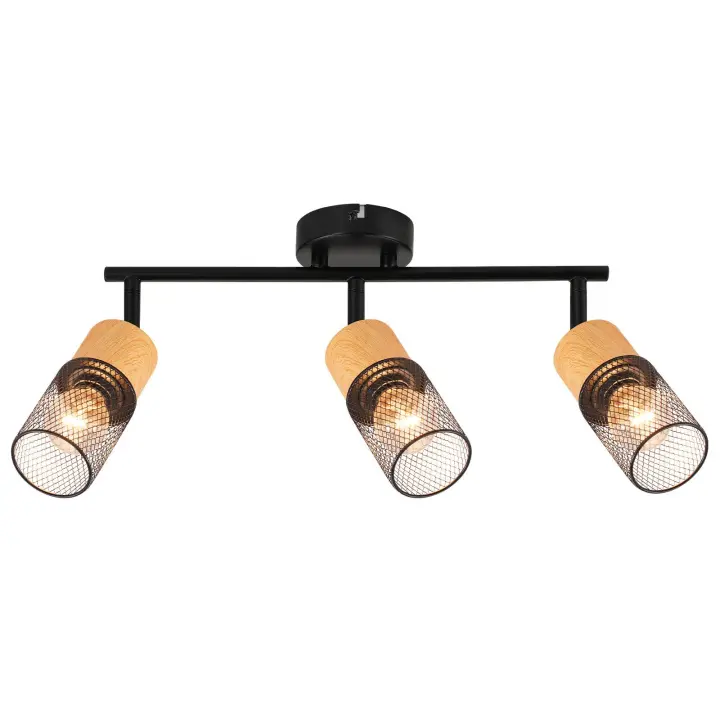 CBJKTX Foco de techo de madera E14 plafón 350 °   Foco de pared regulable lámpara de cocina vintage regulable sin bombilla - 1