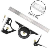 Regla Angulosa Cuadrada de Acero Inoxidable Herramientas de Medición Móvil para Carpintería Conjunto Combinado Multifuncional - details 2