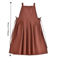 Delantal impermeable ajustable duradero, delantal de cocina de lino y algodón de Color sólido, delantal largo sin mangas de estilo coreano para mujer - details 0