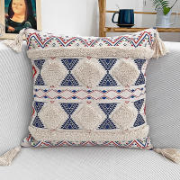 Bonenjoy 1 funda de cojín de estilo bohemio para decoración del hogar, fundas de almohadas con borlas, fundas de cojín de lino y algodón, funda de almohada de 45x45cm - details 4