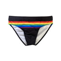 Jessborn calzoncillos de baño para hombre, bañador sexy a la moda con rayas de arcoíris, pantalones cortos de natación de cintura baja, traje de baño de entrenamiento de playa de primavera caliente - details 11