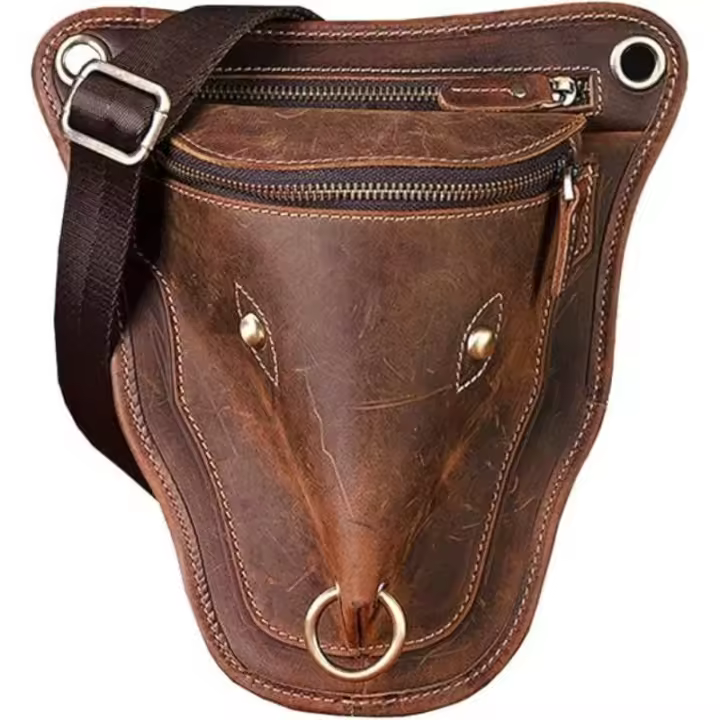 Bolsa de Pierna de Cuero Verde Riñonera Bolsa Versátil para Hombres y Mujeres Bolsas de Cinturón - 1