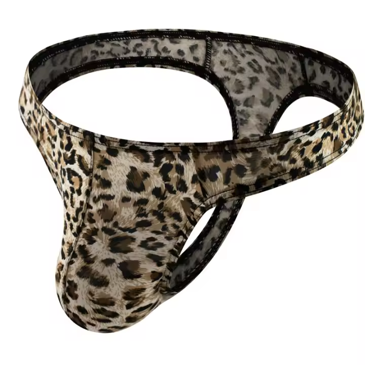 Hombre Tanga Sexy Bragas Ropa Interior Bikini G String T-back Lencería Pene Pouch Cuecas Calzoncillos de Leopardo Slips - 1