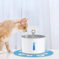 Fuente de agua para gatos de acero inoxidable, fuente para gatos de 81 oz/2,4 l con ventana de nivel de agua y luz LED para alerta de escasez de agua, fuente para perros y gatos con 3 filtros y 1 tapete - details 6