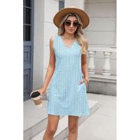 Nuevo Vestido informal de verano con cuello en V y Color sólido con cierre de palacio y bolsillo para mujer - details 7