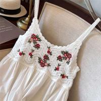Jyccr Bohemian ral bordado corto sin mangas para mujer verano dulce crochet correa de espagueti vestido de vacaciones - details 15