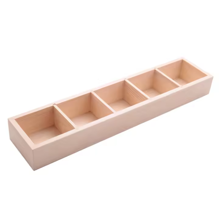 Maceta de cerámica de hierro para flores carnosas, caja de madera para plantas suculentas, estante para macetas, maceta para bonsái, 5 cuadrículas - 1