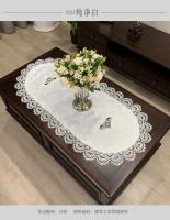 Mantel de té, mantel para mesa de comedor, forma ovalada, blanco, europeo, flor bordada de poliéster, decoración de sala de estar - details 10