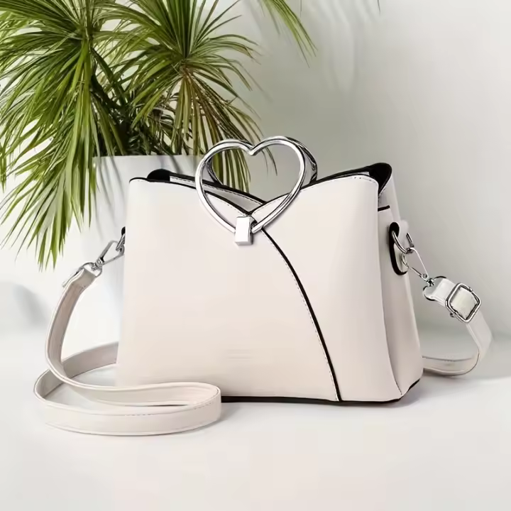 Bolso Cruzado de Corazón de Aleación Versátil para Mujeres Correa Ajustable - 1
