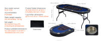 SucceBuy Mesa de póquer plegable, mesa ovalada de Blackjack y Texas Holdem con rieles acolchados y portavasos de acero inoxidable, mesa de juego de cartas de casino plegable portátil - details 5