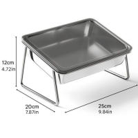 Cuencos elevados para comida para perros, cuenco de agua para gatos de acero inoxidable inclinado de 15 grados, protección del cuello, estante alto, plato de alimentación para mascotas para interiores - details 0