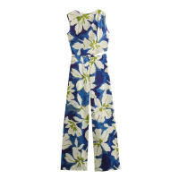 TRAFZA-mono Floral de pierna ancha para mujer, traje sin mangas con cuello redondo y cremallera decorativa, estilo bohemio, a la moda, Verano - details 1